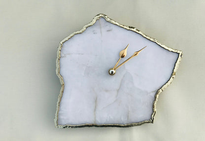White Agate Large Wall/Table Clock/Personalised Momento