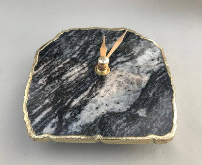 Black And White Zebra Agate Desk/Wall Clock, Can be Personalised/Customised/Personalised Momento
