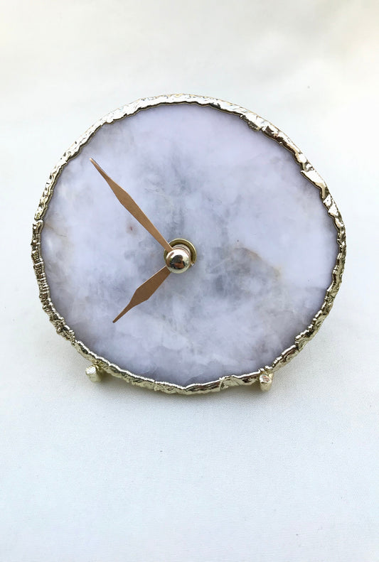 White Agate Desk/Wall Clock/Personalised Momento