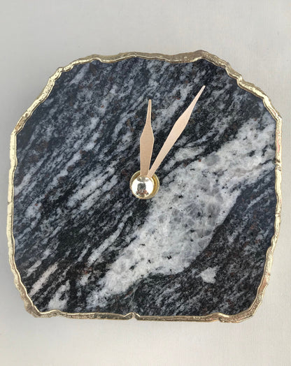 Black And White Zebra Agate Desk/Wall Clock, Can be Personalised/Customised/Personalised Momento