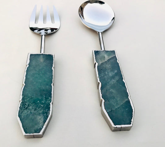 Green Agate Salad Server - Set of 2
