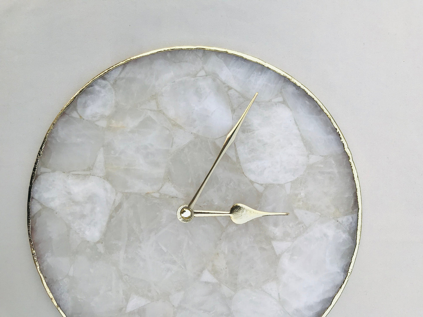 Large Clear Crystal Agate Wall Clock/Personalised Momento