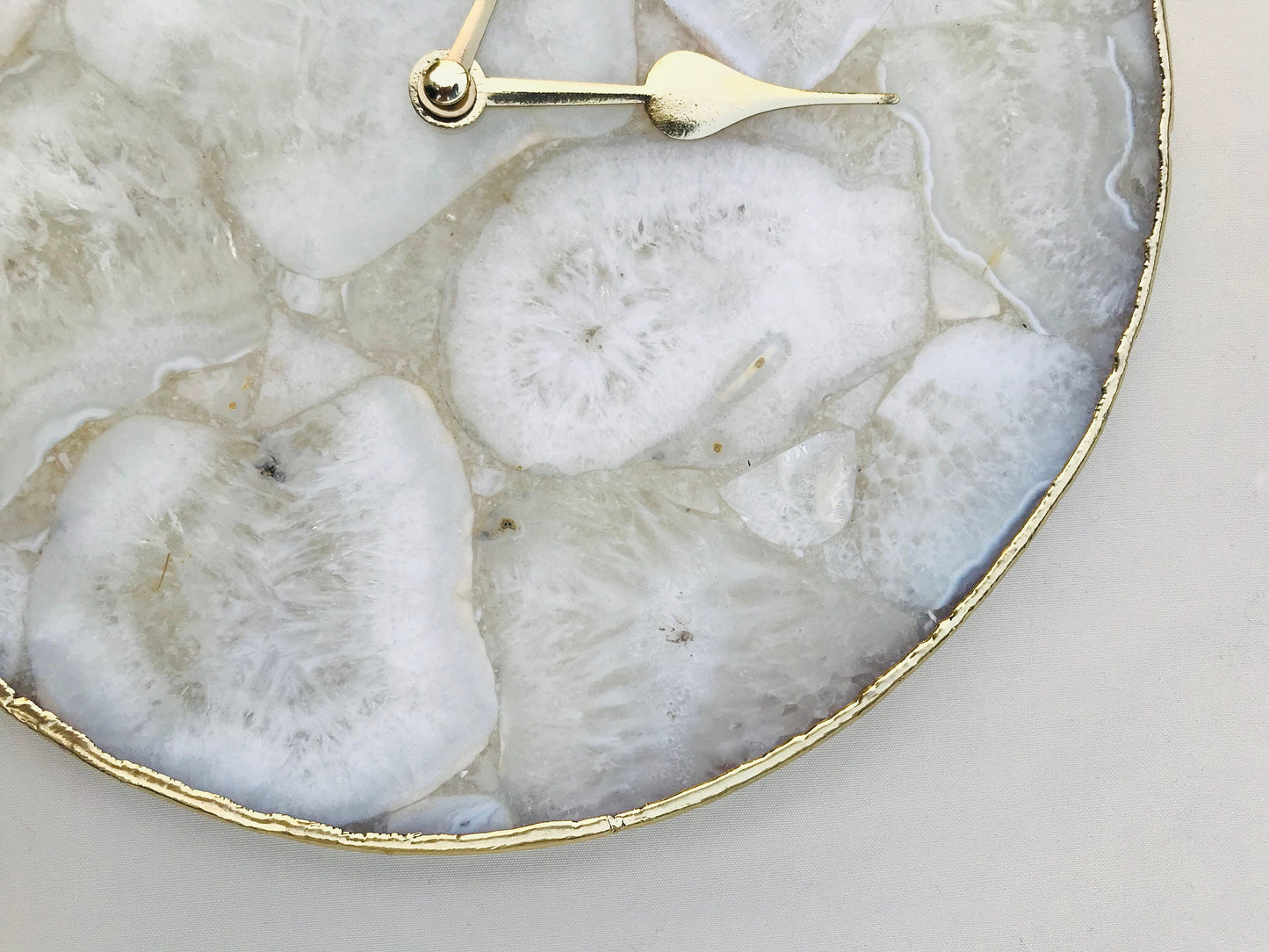 Large White Crystal Agate Wall Clock/Personalised Momento
