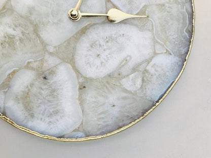 Large White Crystal Agate Wall Clock/Personalised Momento