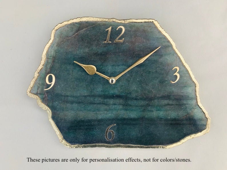 Aqua Agate Desk/Wall Clock/Personalised Momento