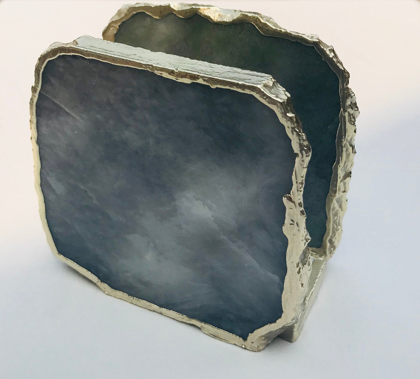 Grey Agate Napkin Holder/Natural Stone Napkin Holder/Paper Napkin Holder/Desk Napkin Holder/Picnic Holder