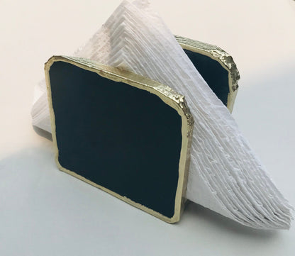 Black Agate Napkin Holder/Natural Stone Napkin Holder/Paper Napkin Holder/Desk Napkin Holder/Picnic Holder