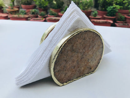 Hand Rounded  Golden Quartz Agate Napkin Holder/Natural Stone Napkin Holder/Paper Napkin Holder/Desk Napkin Holder/Picnic Holder