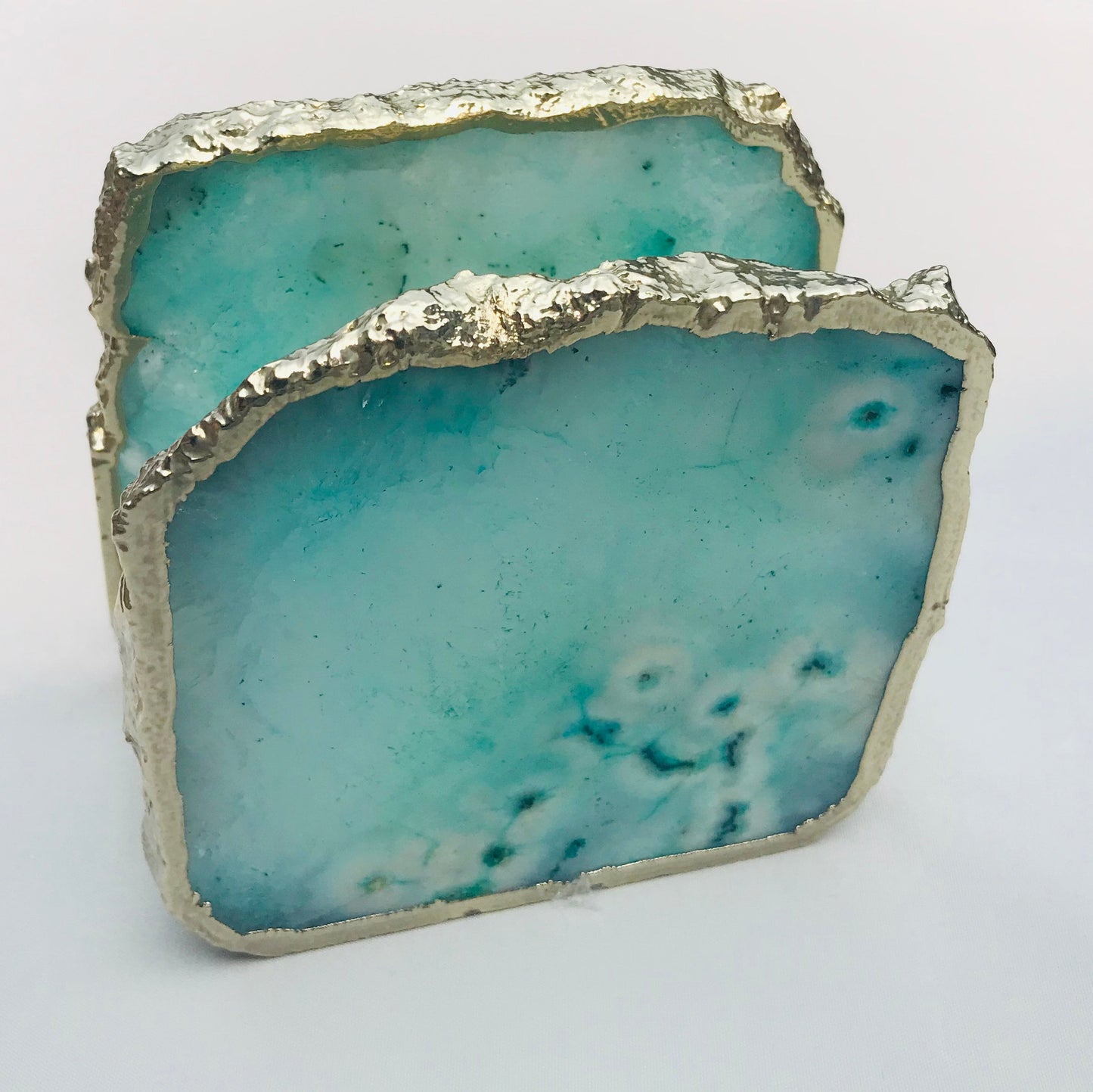 Aqua Agate Napkin Holder/Natural Stone Napkin Holder/Paper Napkin Holder/Desk Napkin Holder/Picnic Holder