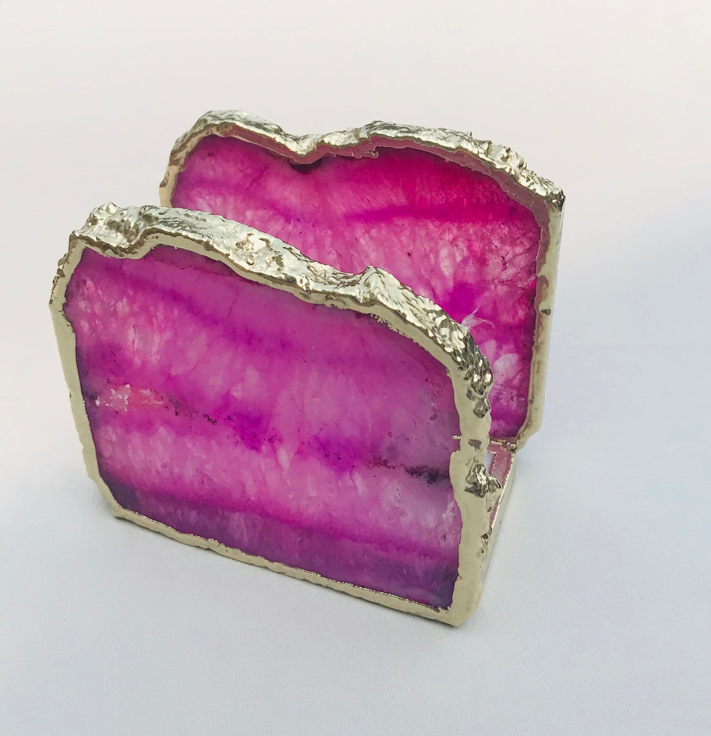 Pink Agate Napkin Holder/Natural Stone Napkin Holder/Paper Napkin Holder/Desk Napkin Holder/Picnic Holder