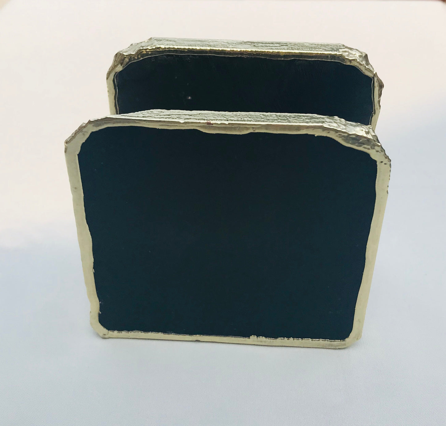 Black Agate Napkin Holder/Natural Stone Napkin Holder/Paper Napkin Holder/Desk Napkin Holder/Picnic Holder