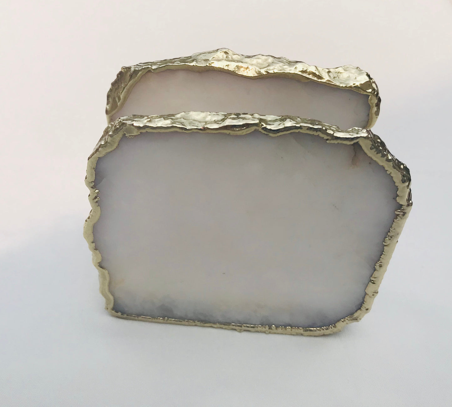 White Agate Napkin Holder/Natural Stone Napkin Holder/Paper Napkin Holder/Desk Napkin Holder/Picnic Holder