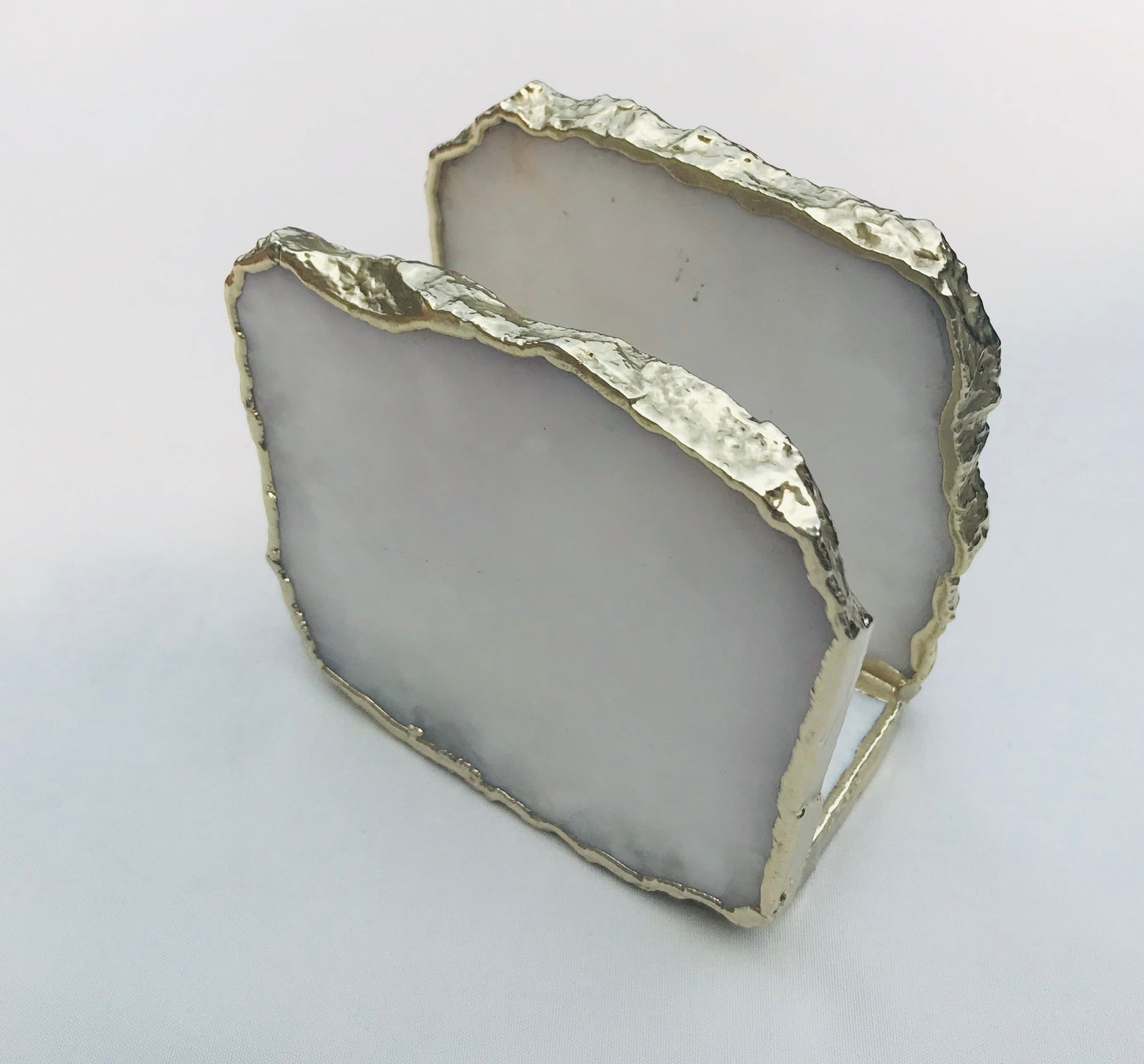 White Agate Napkin Holder/Natural Stone Napkin Holder/Paper Napkin Holder/Desk Napkin Holder/Picnic Holder