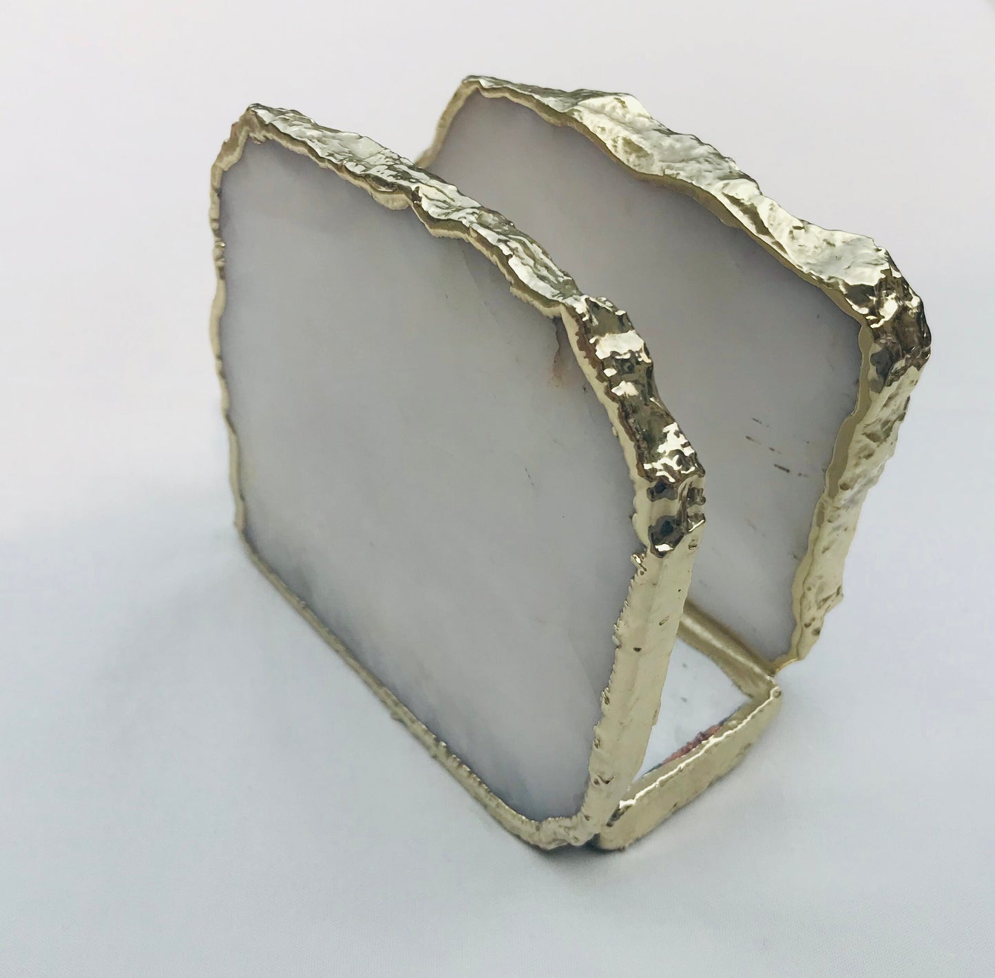 White Agate Napkin Holder/Natural Stone Napkin Holder/Paper Napkin Holder/Desk Napkin Holder/Picnic Holder
