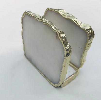 White Agate Napkin Holder/Natural Stone Napkin Holder/Paper Napkin Holder/Desk Napkin Holder/Picnic Holder