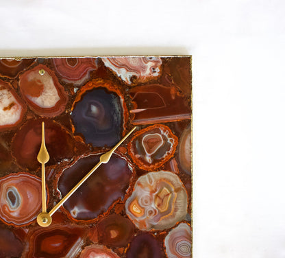 Red Agate Wall Clock | Square