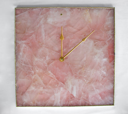 Rose Quartz Agate Wall Clock | Square | Pink