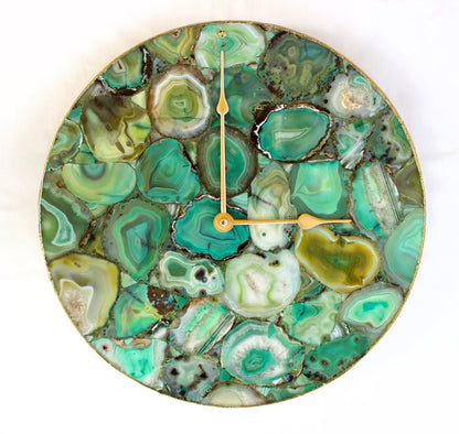 Light Green Agate Wall Clock | Circular