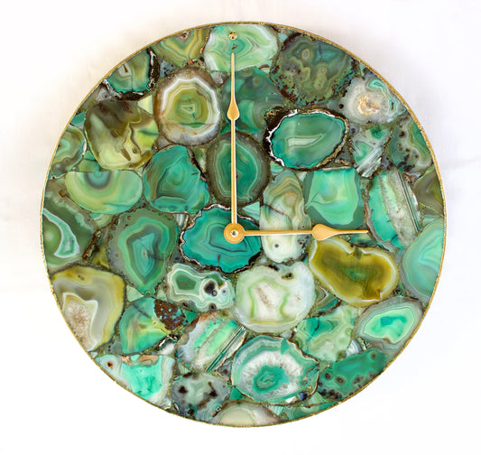 Light Green Agate Wall Clock | Circular