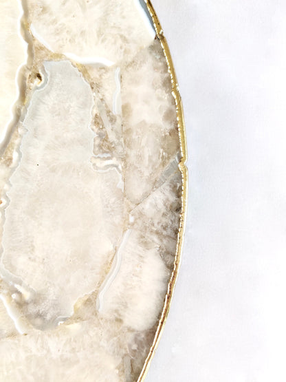 White Agate Wall Clock | Circular