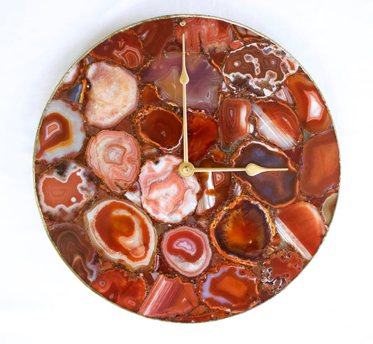 Red Agate Wall Clock | Circular
