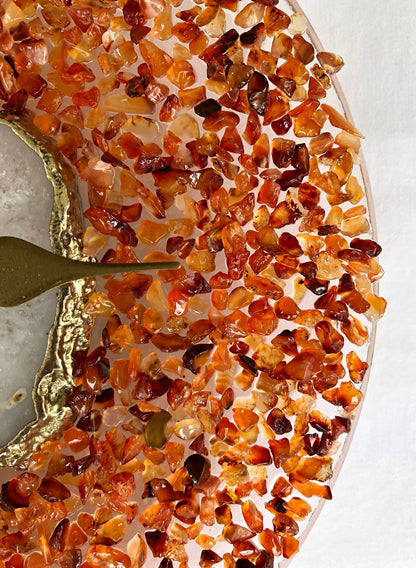 10" Diameter Large Orange Crystal White Agate Wall Clock
