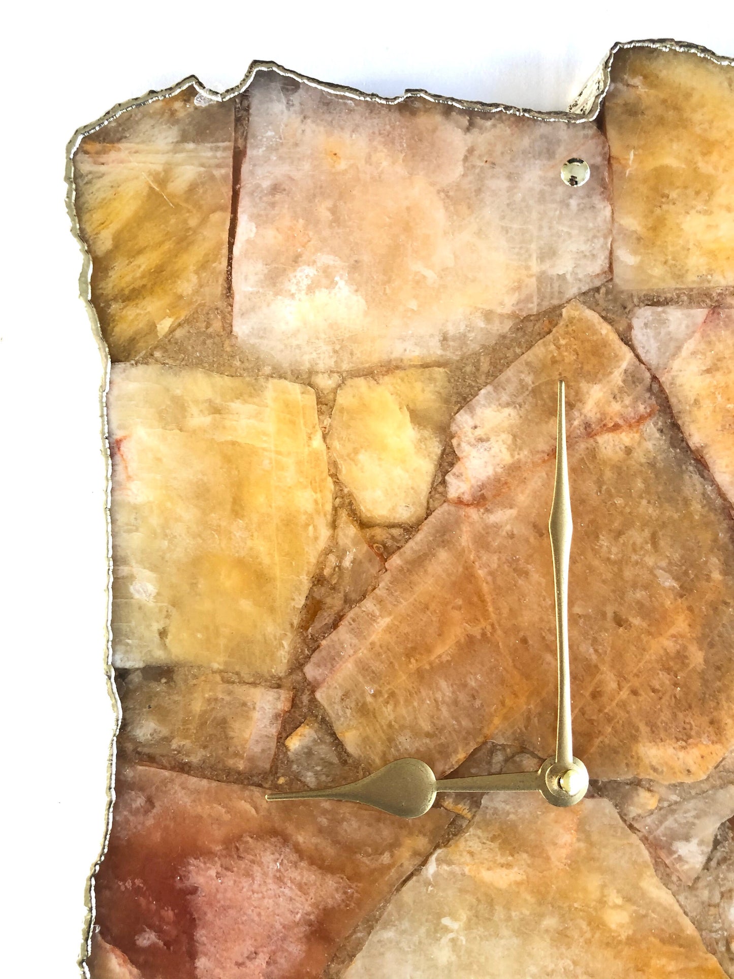 Large Golden Brown Agate Wall Clock/Personalised Momento/10"x15"