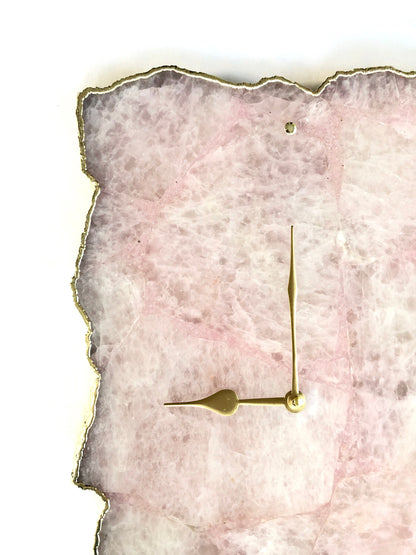 Large Rose Quartz Agate Wall Clock/Personalised Momento/10"x15"