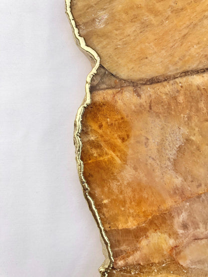 Large Golden Brown Agate Wall Clock/Personalised Momento/10"x15"