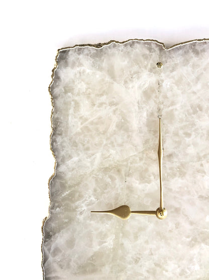 Large White Agate Wall Clock/Personalised Momento/10"x15"
