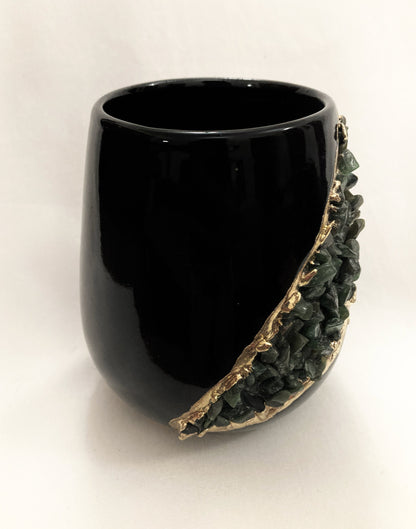 Set of 2 Black Ceramic Vases
