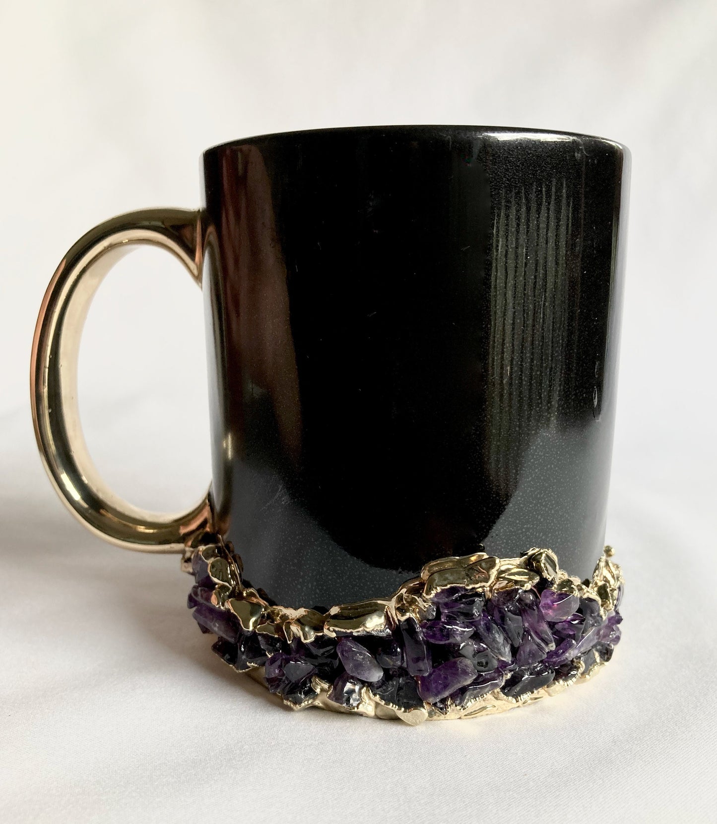 Black Ceramic Mugs with Crystals