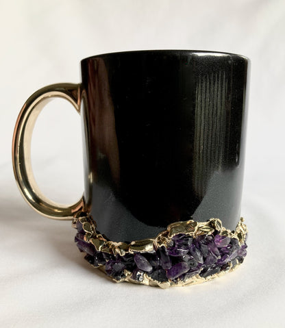 Black Ceramic Mugs with Crystals