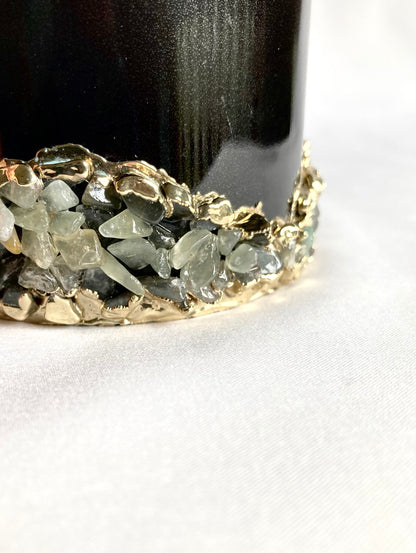 Black Ceramic Mugs with Crystals