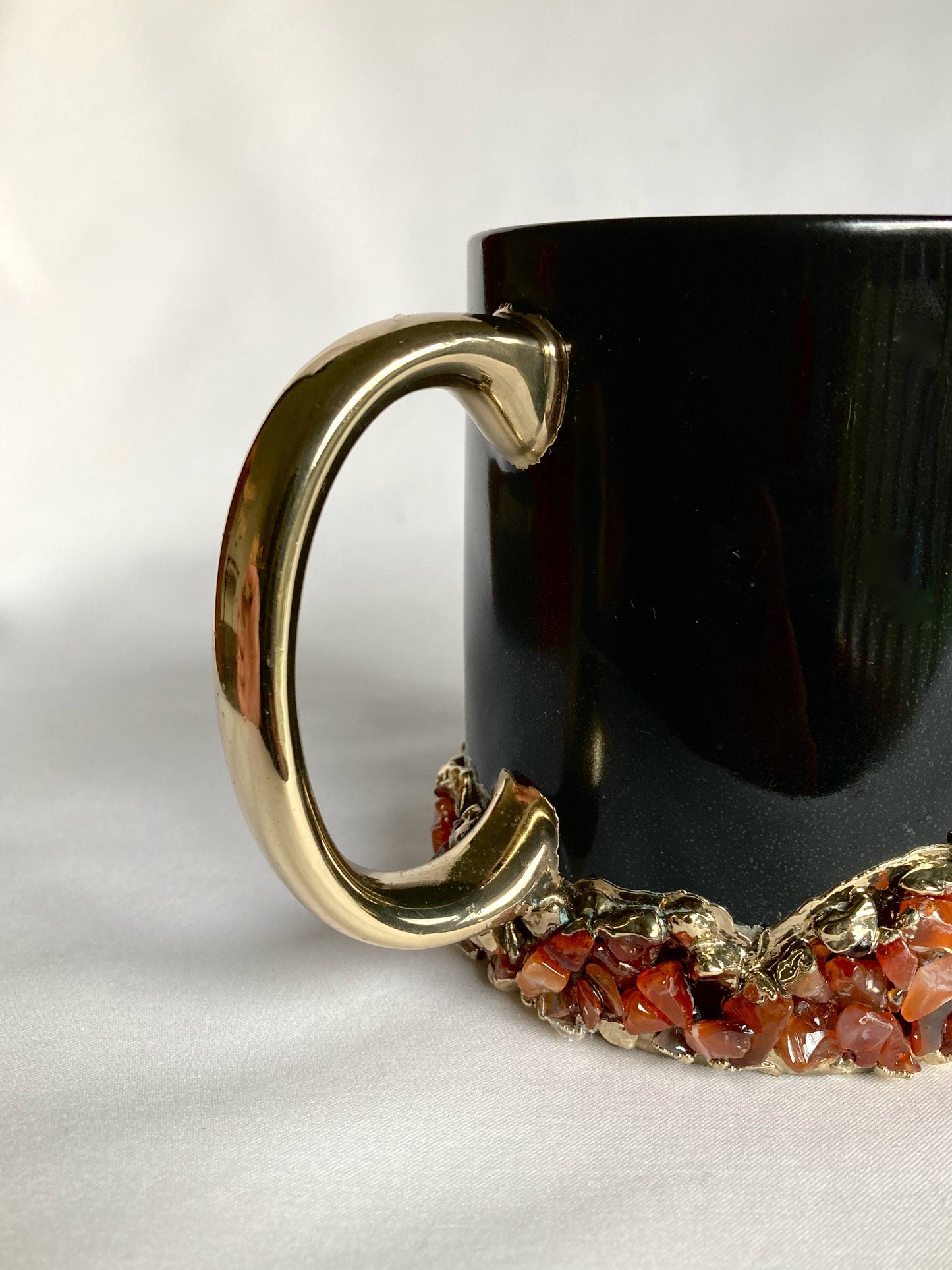 Black Ceramic Mugs with Crystals