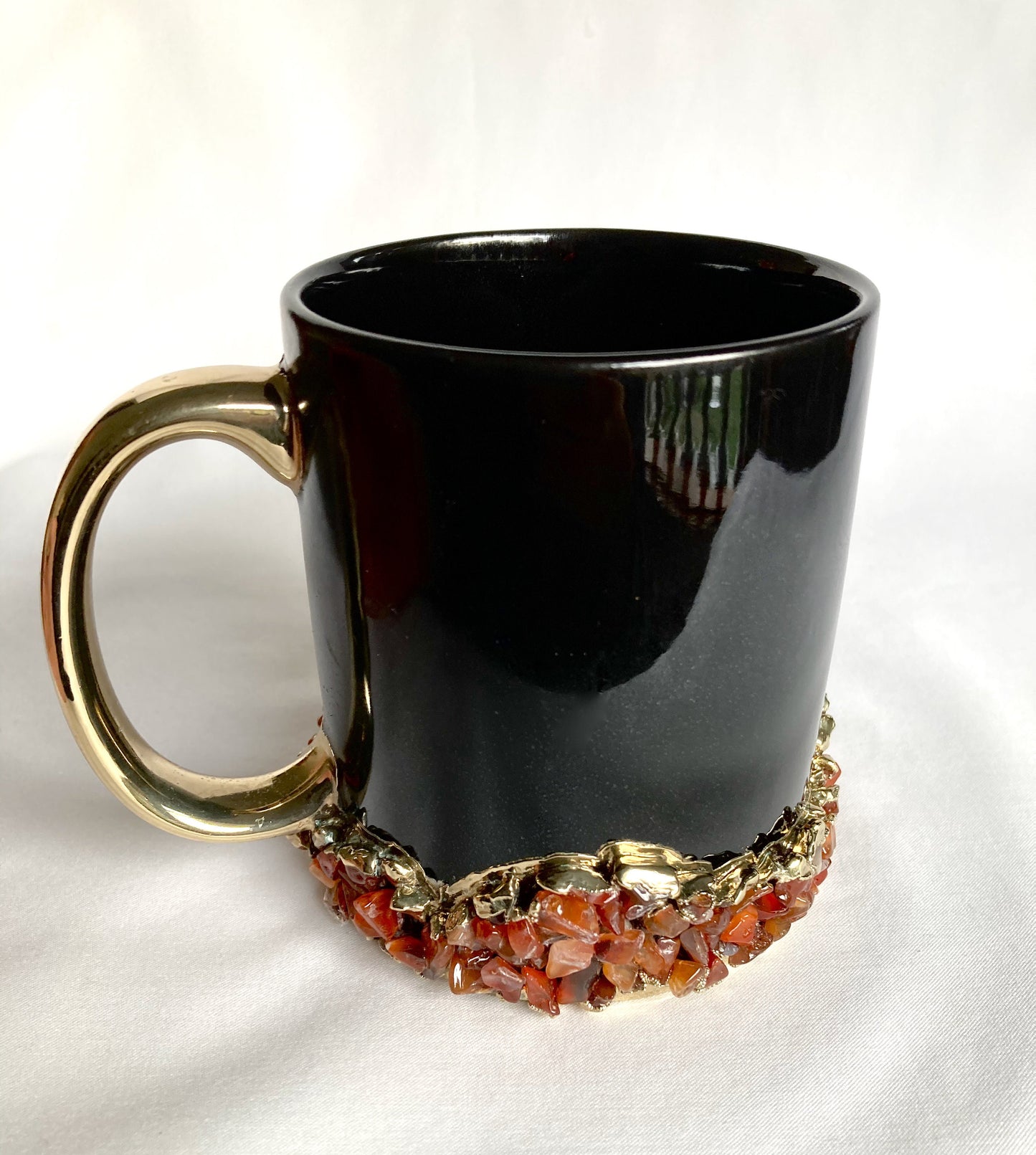 Black Ceramic Mugs with Crystals