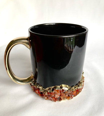 Black Ceramic Mugs with Crystals