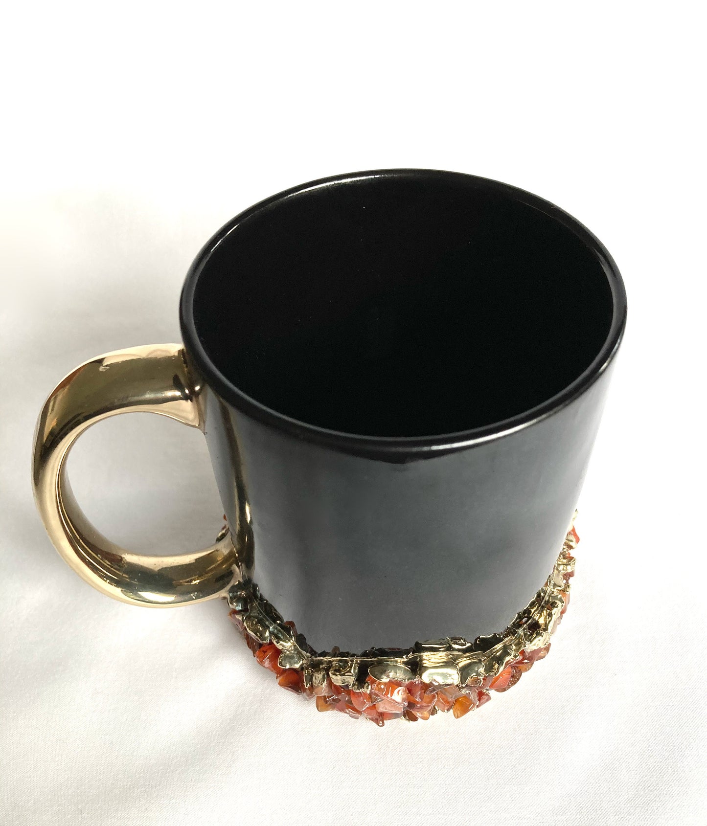 Black Ceramic Mugs with Crystals