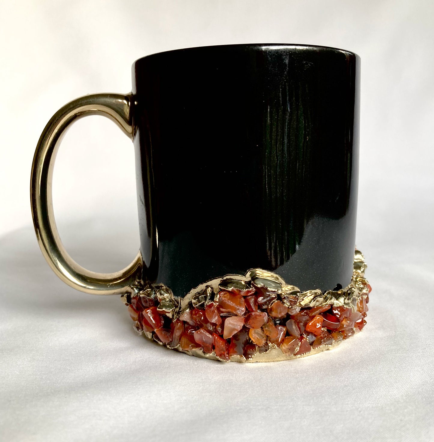 Black Ceramic Mugs with Crystals