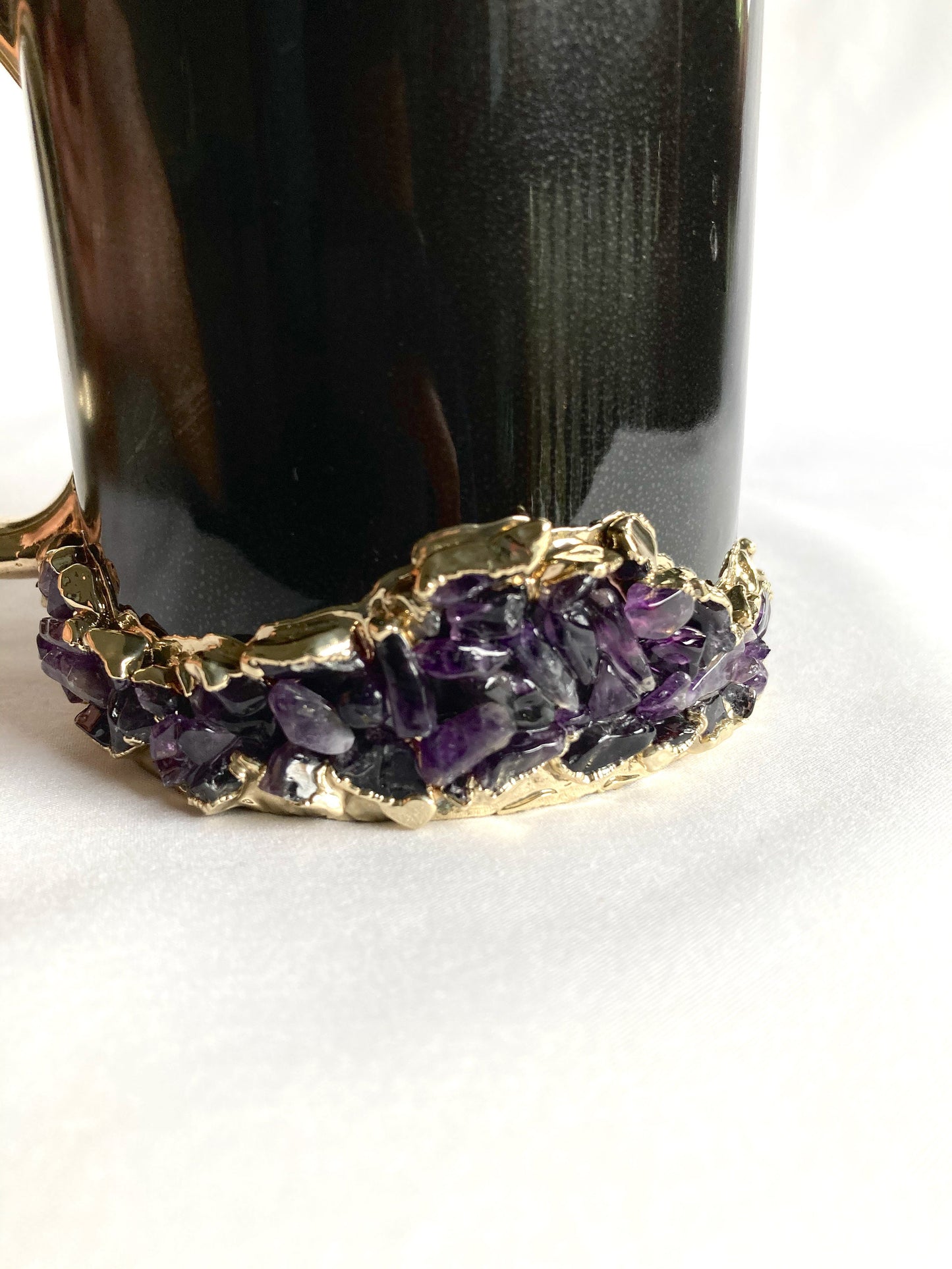 Black Ceramic Mugs with Crystals