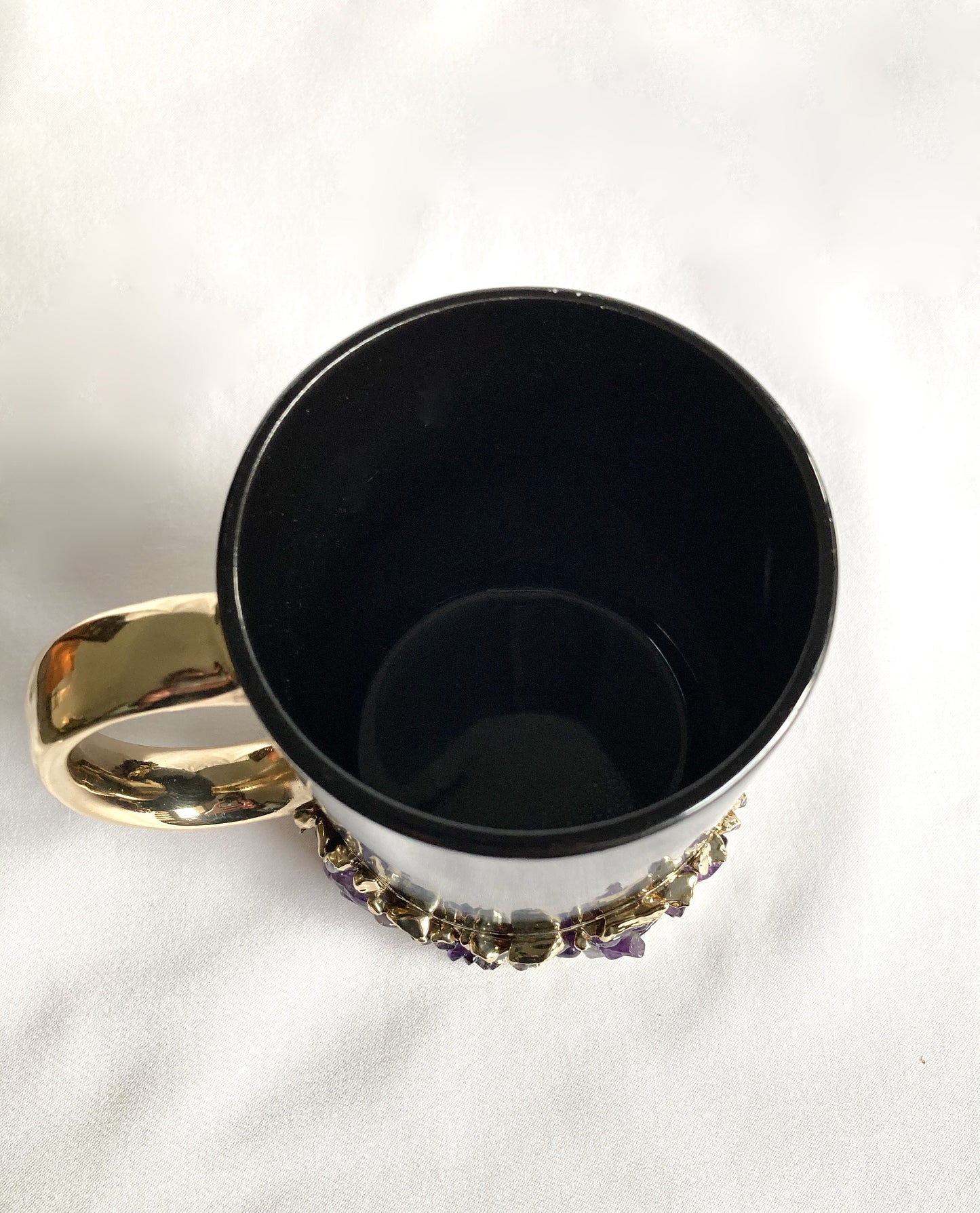 Black Ceramic Mugs with Crystals