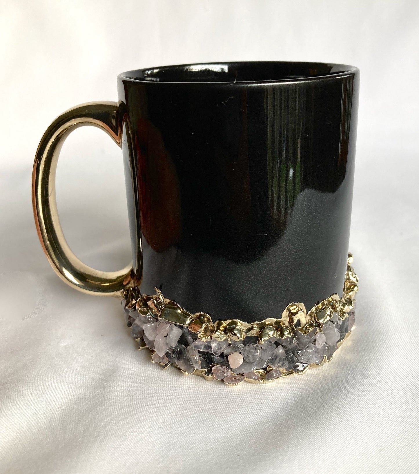 Black Ceramic Mugs with Crystals
