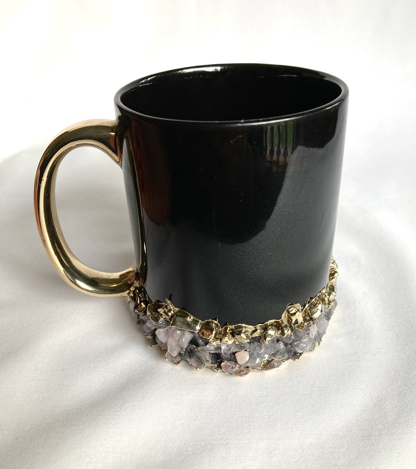 Black Ceramic Mugs with Crystals