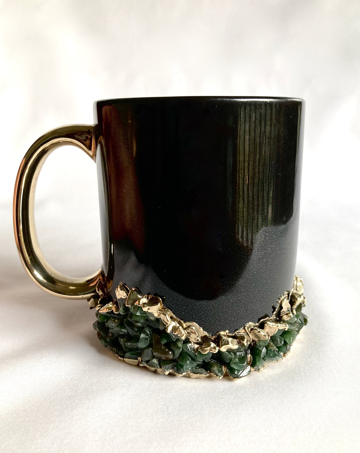 Black Ceramic Mugs with Crystals