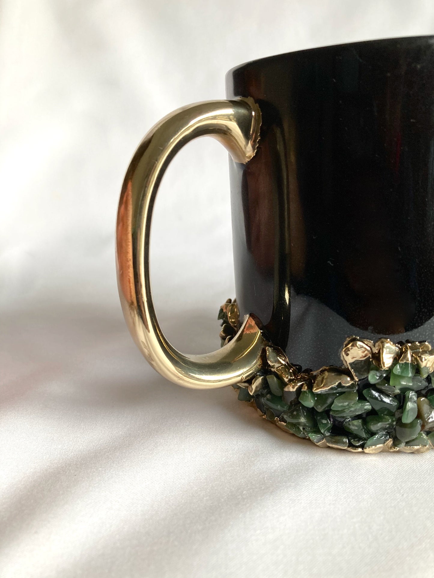 Black Ceramic Mugs with Crystals