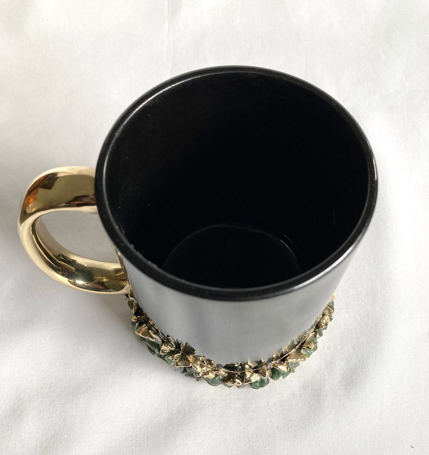 Black Ceramic Mugs with Crystals