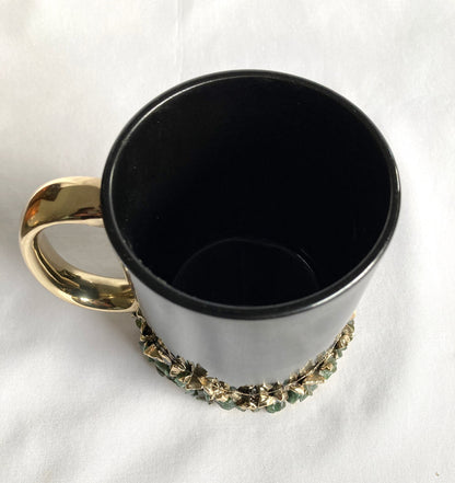 Black Ceramic Mugs with Crystals