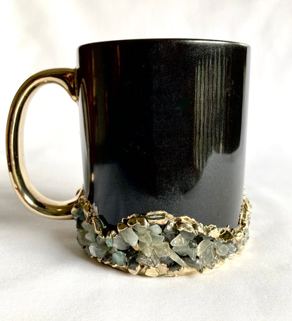 Black Ceramic Mugs with Crystals