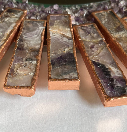 Starburst - Handmade 20" Round Rose Gold Plated Amethyst Mirror with Amethyst Crystal Gemstones