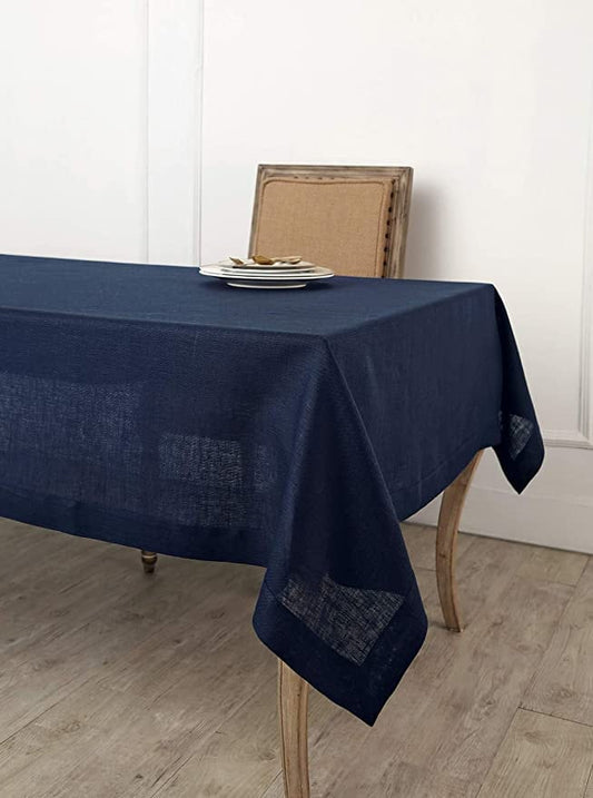 Navy Blue Tablecloth | Pure Linen | Linen Cotton Mix | Soft | Handmade | Customisable Sizes | Customisable Shapes